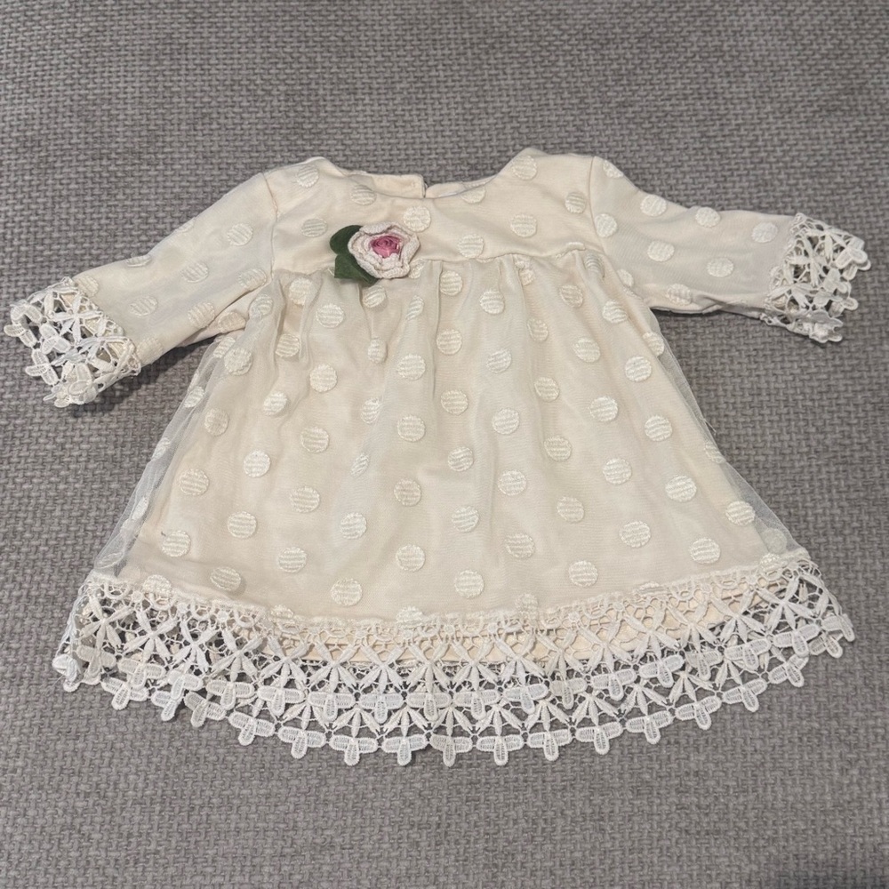 Rare Editions Cream Baby Dress